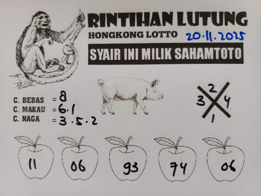 Syair Rintihan Lutung HONGKONG LOTTO Hari ini Kamis 20 November 2025