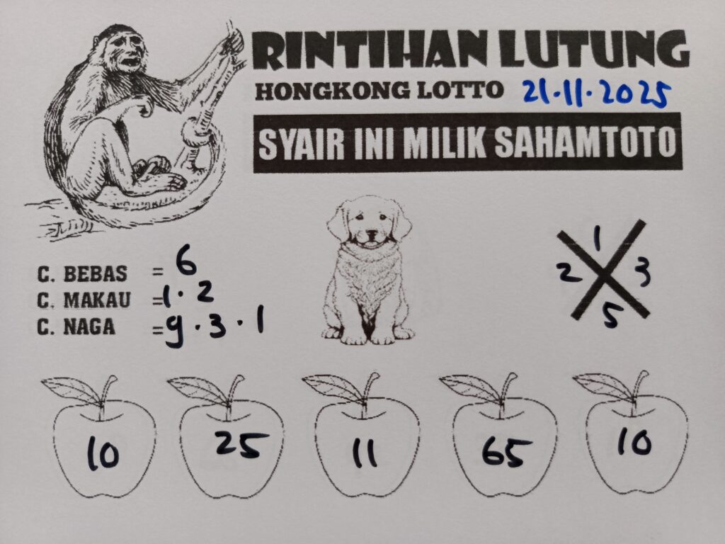 Syair Rintihan Lutung HONGKONG LOTTO Hari ini Jumat 21 November 2025