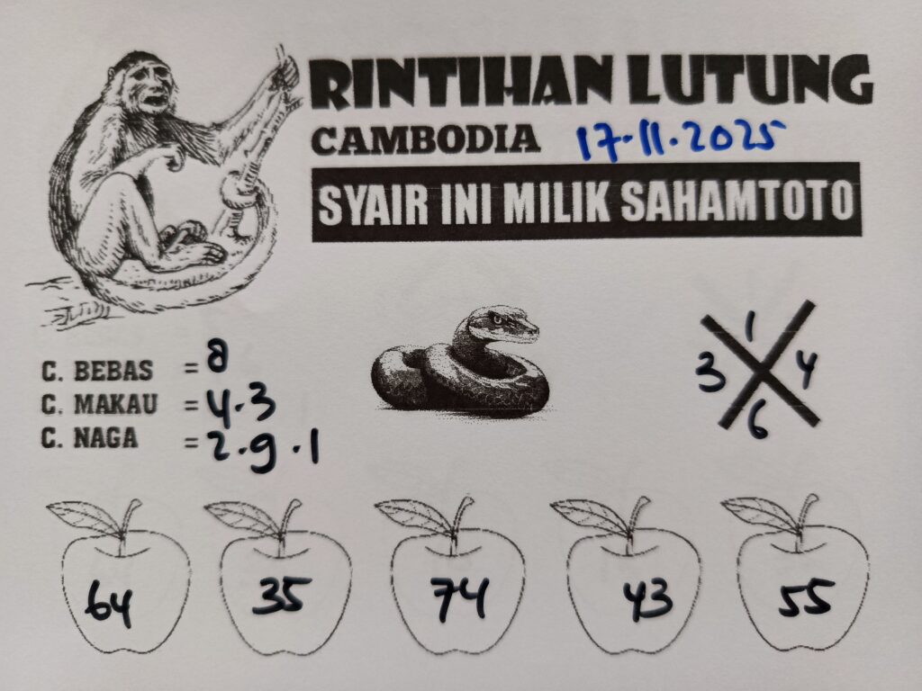Syair Rintihan Lutung CAMBODIA Pools Hari ini Senin 17 November 2025