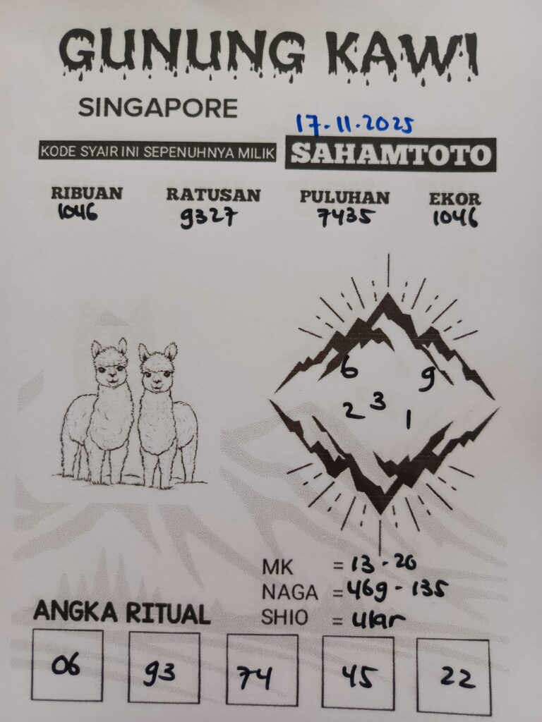 Syair Gunung Kawi Singapore Pools Hari ini Senin 17 November 2025