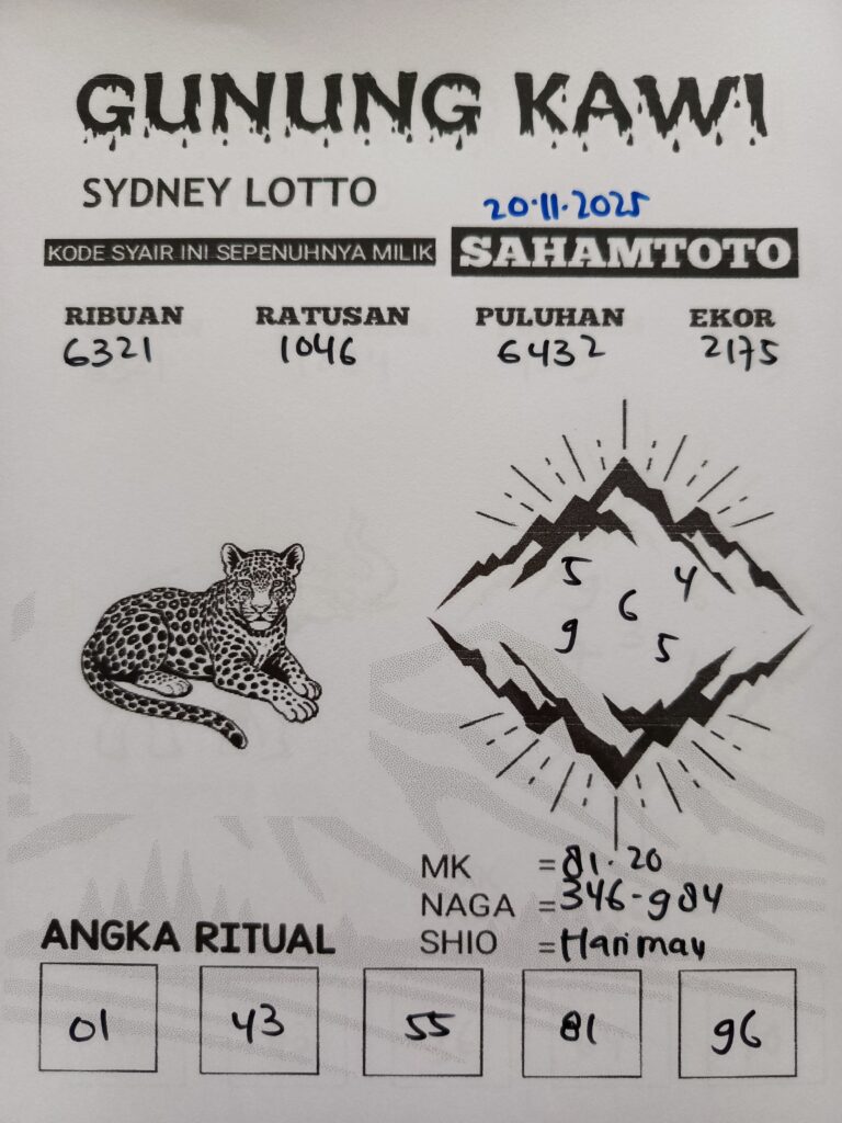 Syair Gunung Kawi Sydney Lotto Hari ini Kamis 20 November 2025