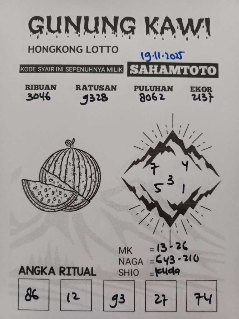 Syair Gunung Kawi HONGKONG LOTTO Hari ini Rabu 19 November 2025