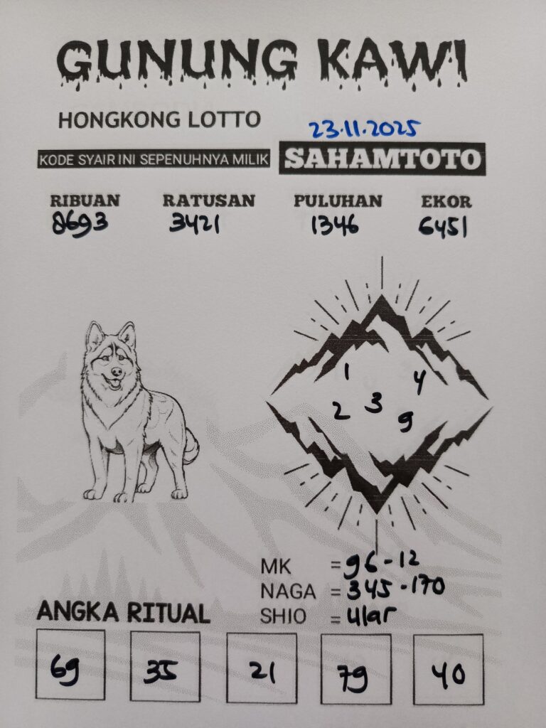 Syair Gunung Kawi HONGKONG LOTTO Hari ini Minggu 23November 2025