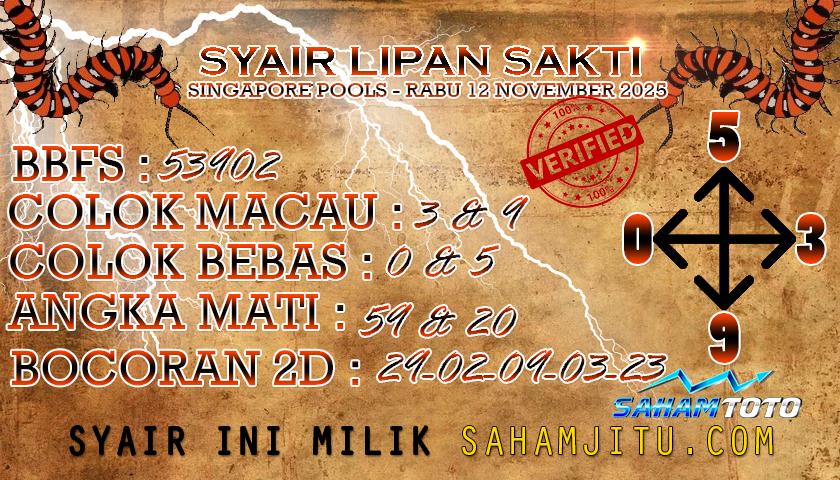 Syair Lipan Sakti Singapore Pools Hari ini Rabu 12 November 2025