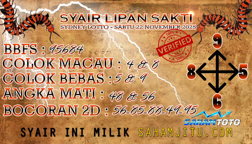 Syair Lipan Sakti Sydney Lotto Hari ini Sabtu 22 November 2025