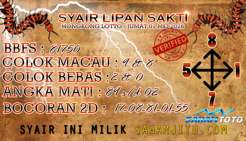 Syair lipan sakti HONGKONG LOTTO Hari ini Jumat ,01 Mei 2026