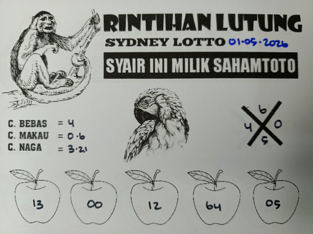 Syair Rintihan Lutung SYDNEY LOTTO Hari ini Jumat ,01 Mei 2026
