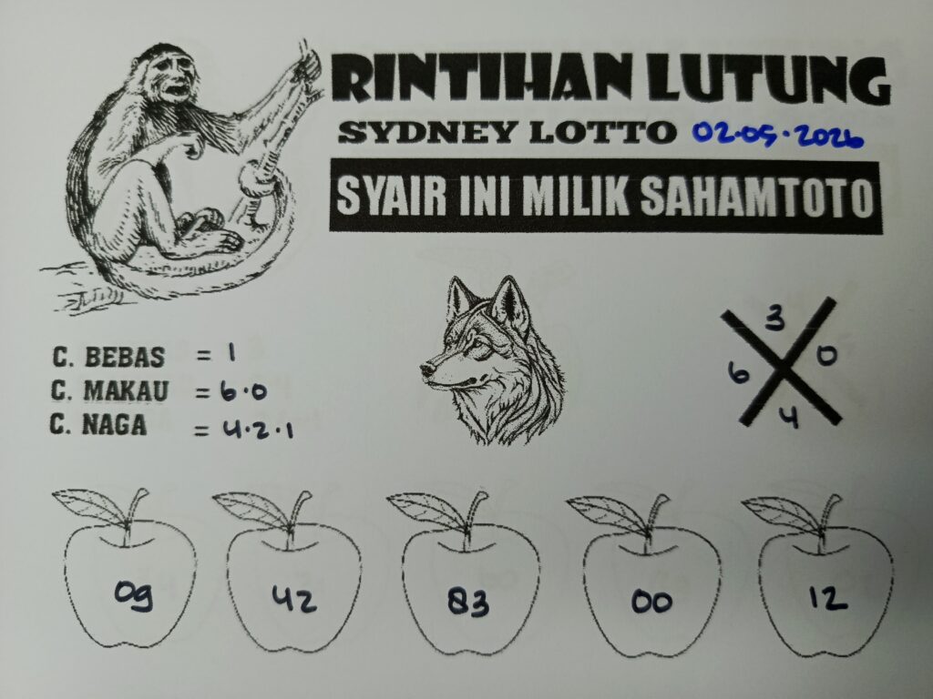 Syair Rintihan Lutung SYDNEY LOTTO Hari ini Sabtu,02 Mei 2026