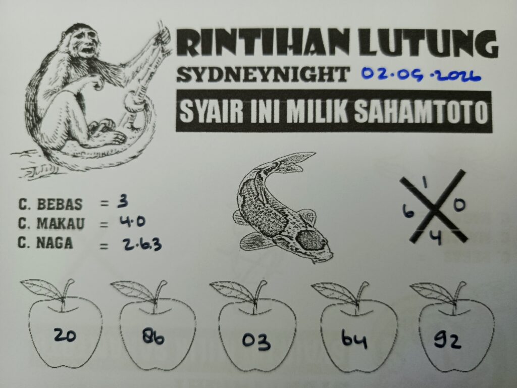 Syair Rintihan Lutung SydneyNight Hari ini Sabtu,02 Mei 2026