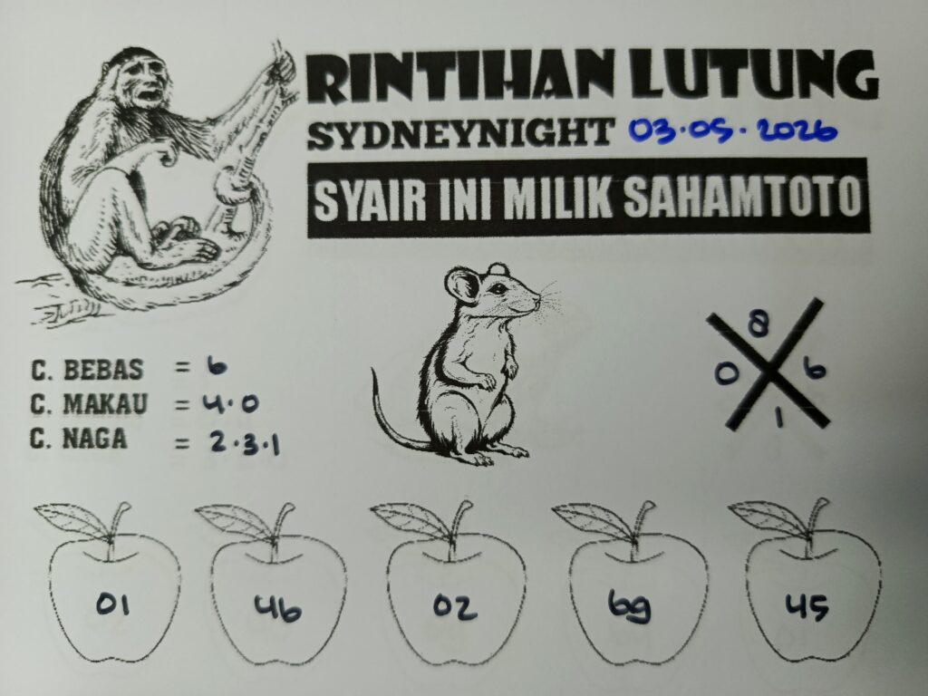 Syair Rintihan Lutung SydneyNight Hari ini Minggu ,03 Mei 2026