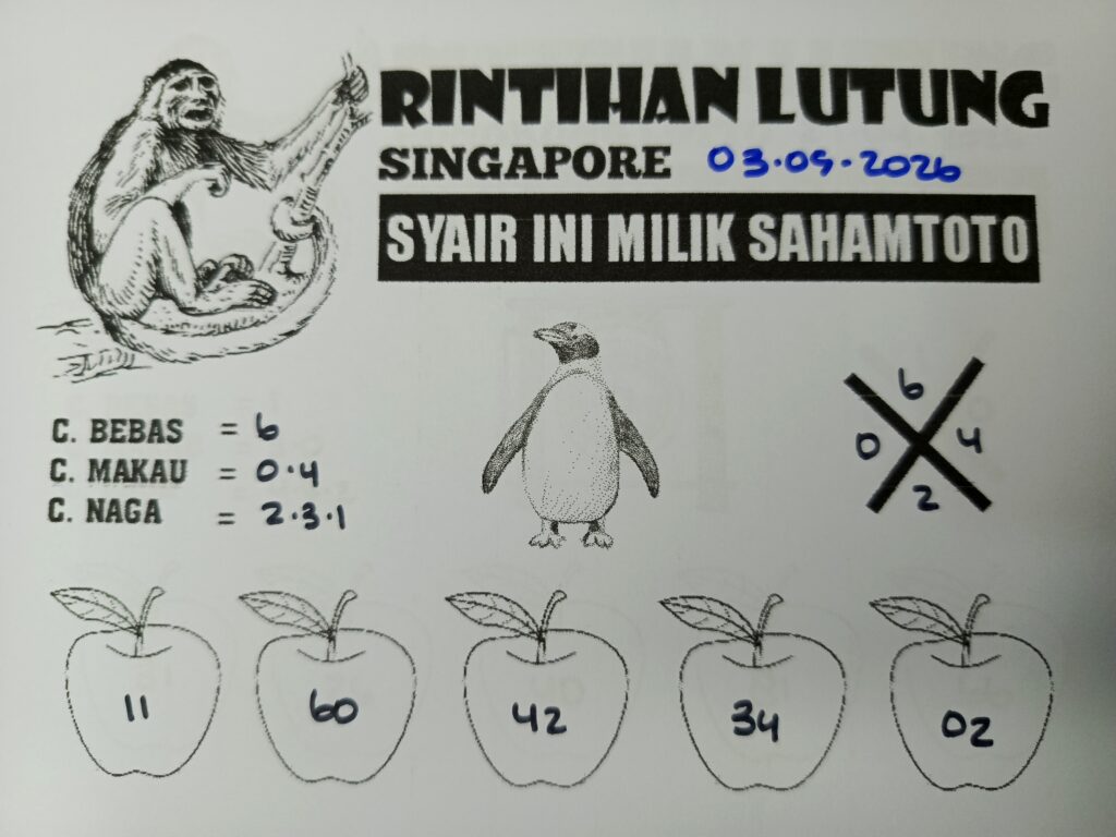 Syair Rintihan Lutung SINGAPORE POOLS Hari ini Minggu,03 Mei 2026