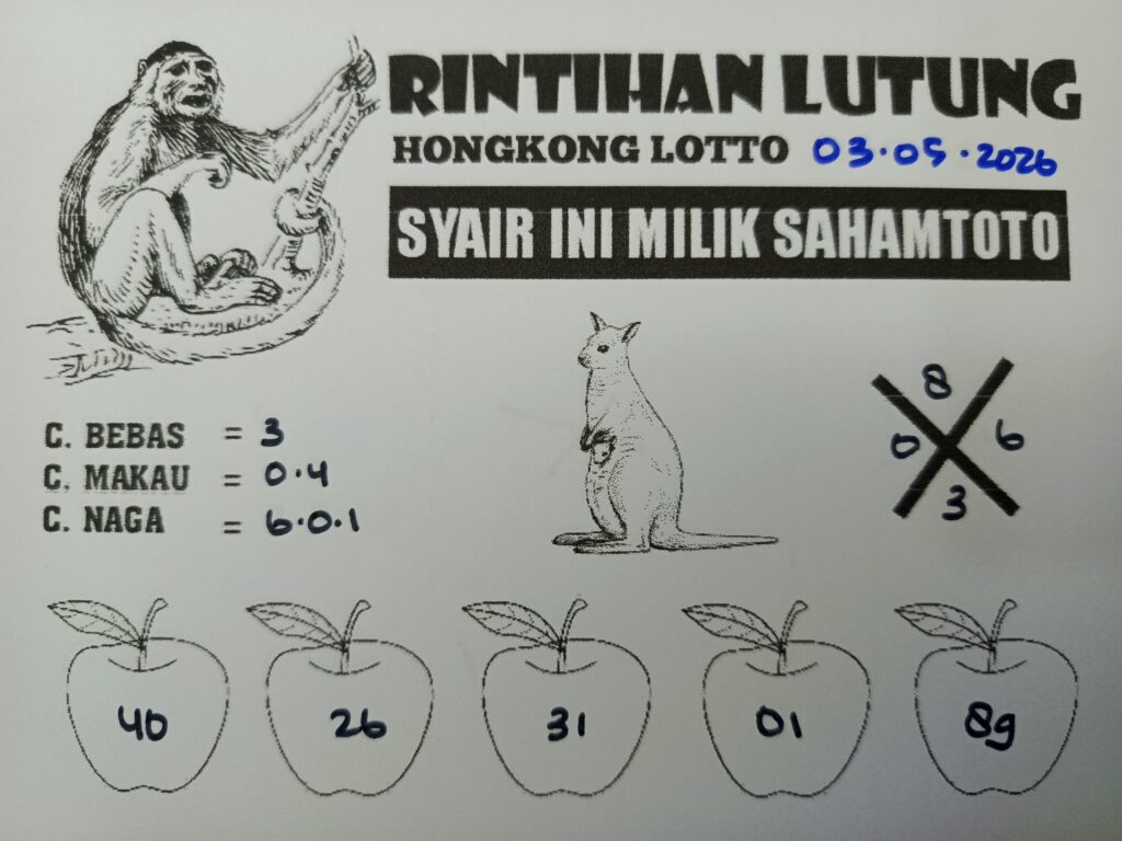 Syair Rintihan Lutung HONGKONG LOTTO Hari ini Minggu,03 Mei 2026