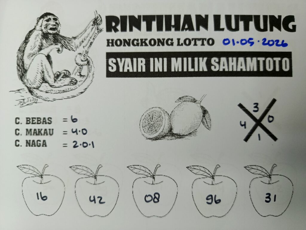 Syair Rintihan Lutung HONGKONG LOTTO Hari ini Jumat ,01 Mei 2026