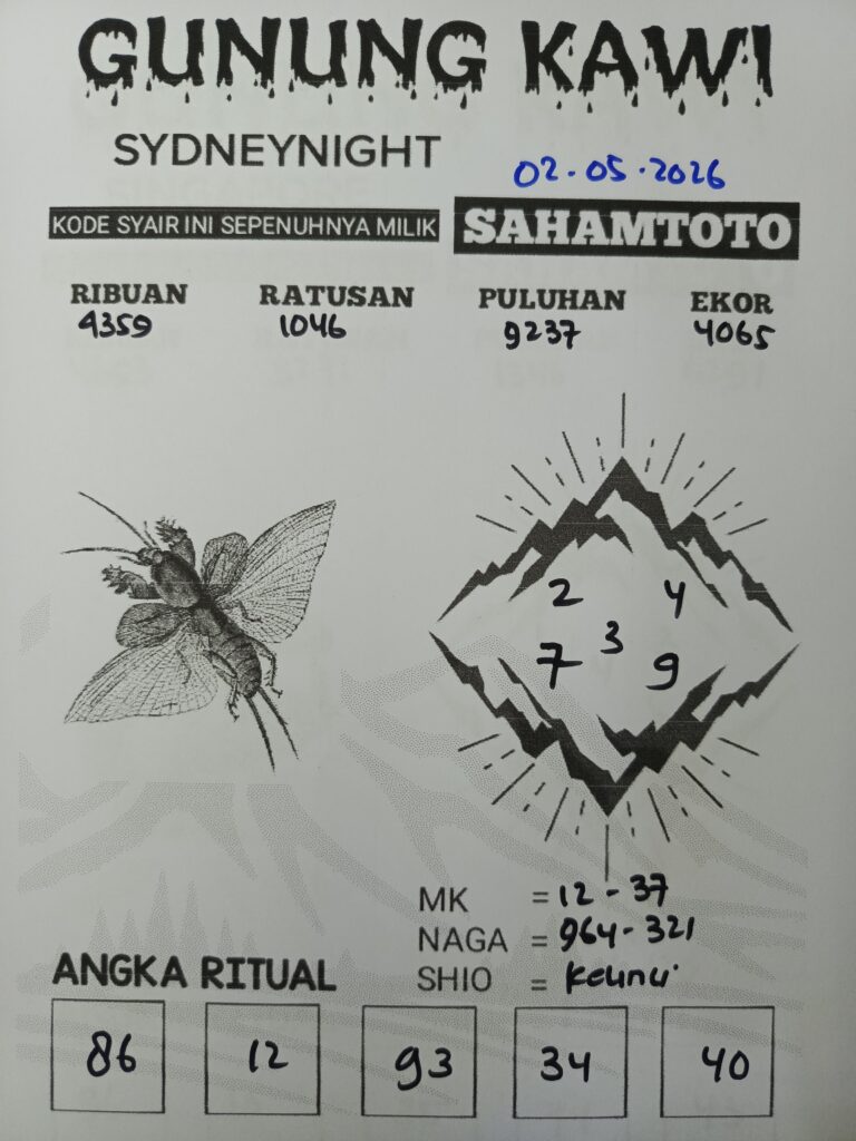 Syair Rintihan Lutung SydneyNight Hari ini Sabtu,02 Mei 2026