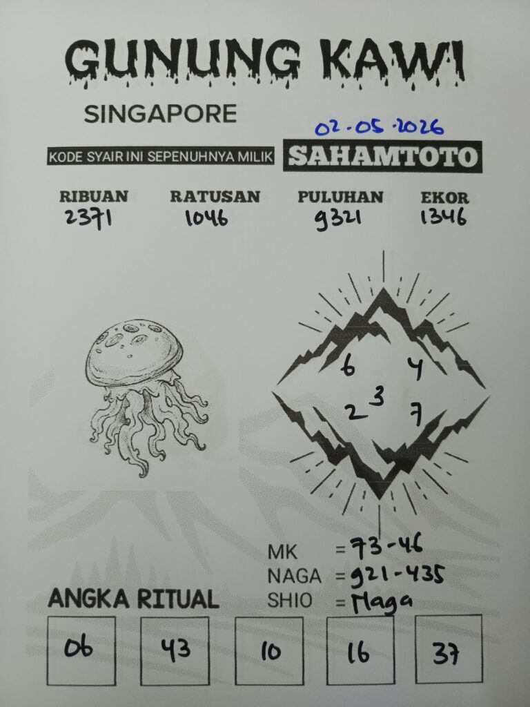 Syair Gunung Kawi SINGAPORE POOLS Hari ini Sabtu,02  Mei 2026