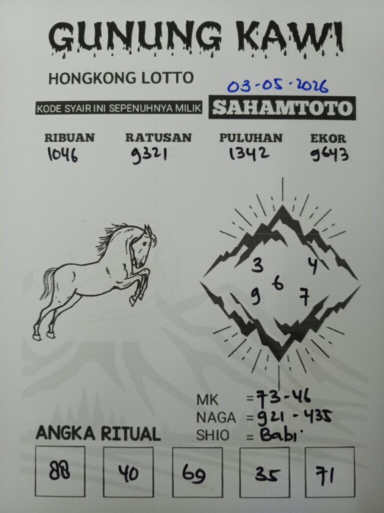 Syair Gunung Kawi HONGKONG LOTTO Hari ini Minggu,03 Mei 2026