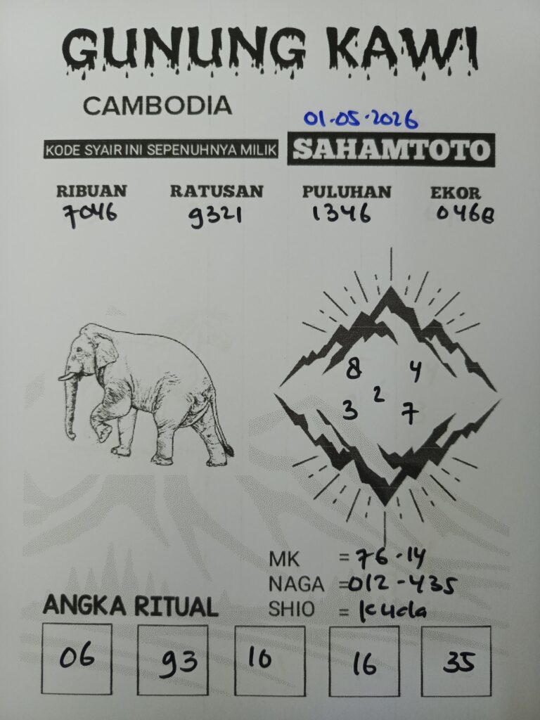 Syair Gunung Kawi CAMBODIA Pools Hari ini Jumat ,01 Mei 2026