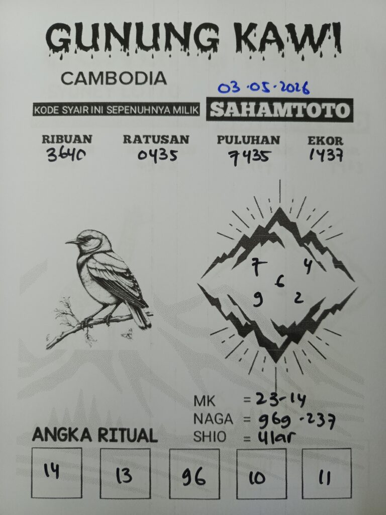 Syair Gunung Kawi CAMBODIA Pools Hari ini Minggu,03 Mei 2026