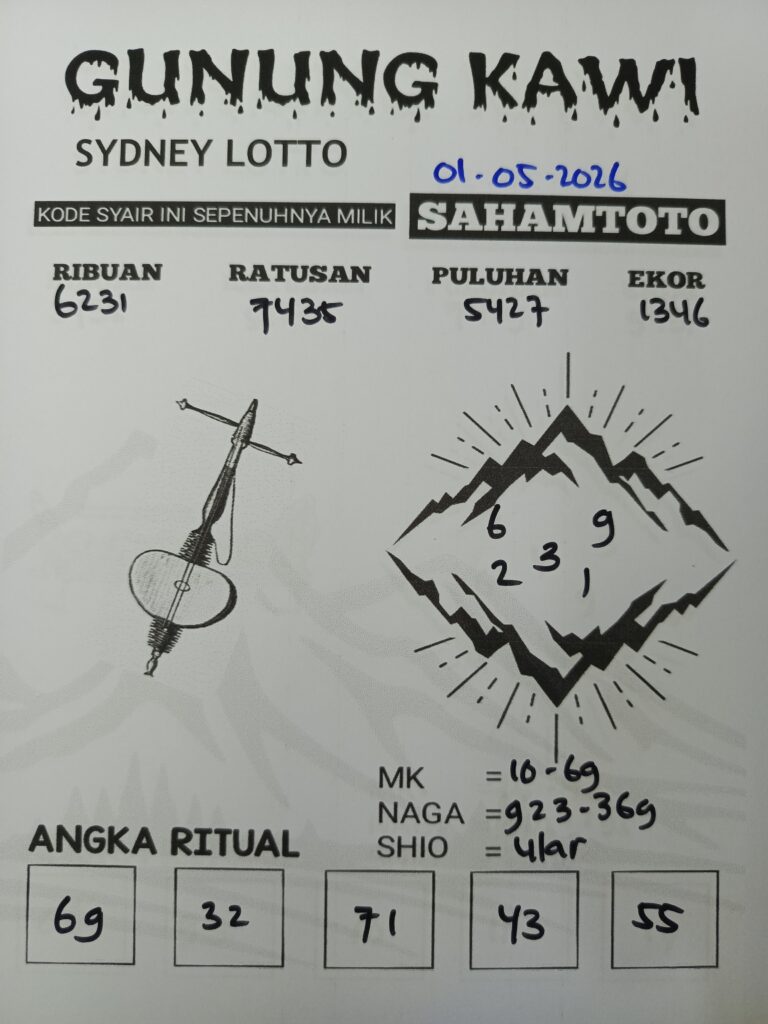 Syair Gunung Kawi SYDNEY LOTTO Hari ini Jumat ,01 Mei 2026