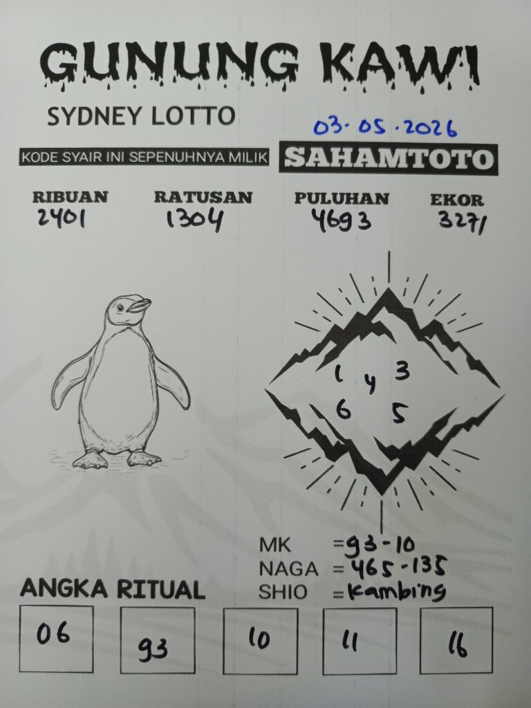 Syair Gunung Kawi SYDNEY LOTTO Hari ini Minggu,03 Mei 2026