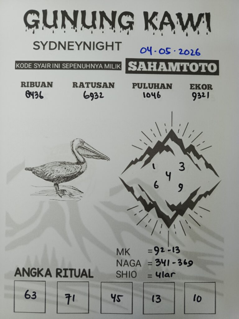 Syair Rintihan Lutung SydneyNight Hari ini Senin ,04 Mei 2026