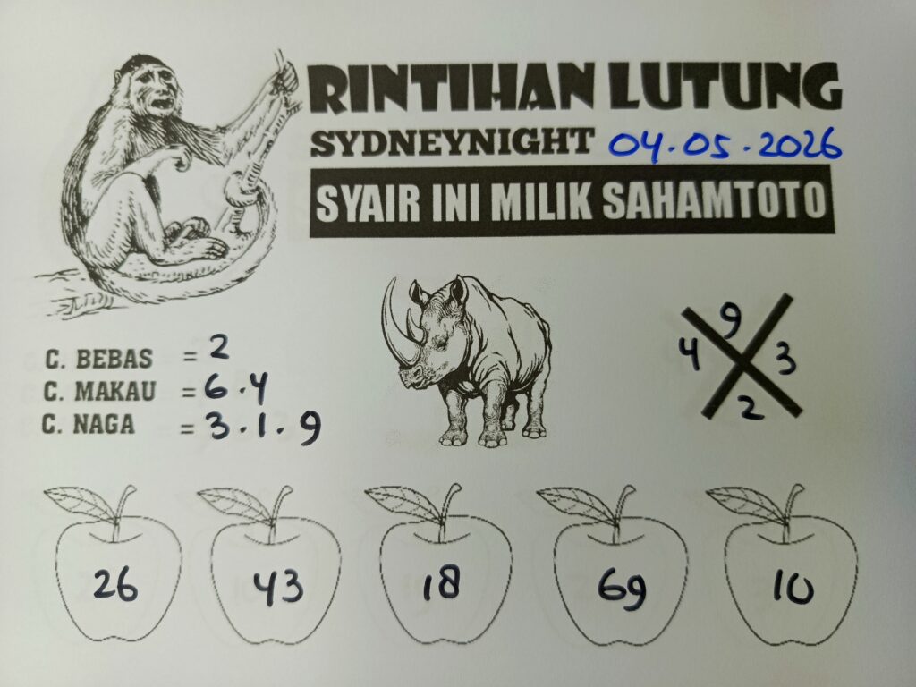 Syair Rintihan Lutung SydneyNight Hari ini Senin ,04 Mei 2026