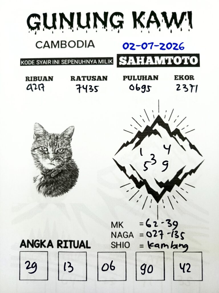 Syair Gunung Kawi CAMBODIA Pools Hari ini Kamis, 02 Juli 2026