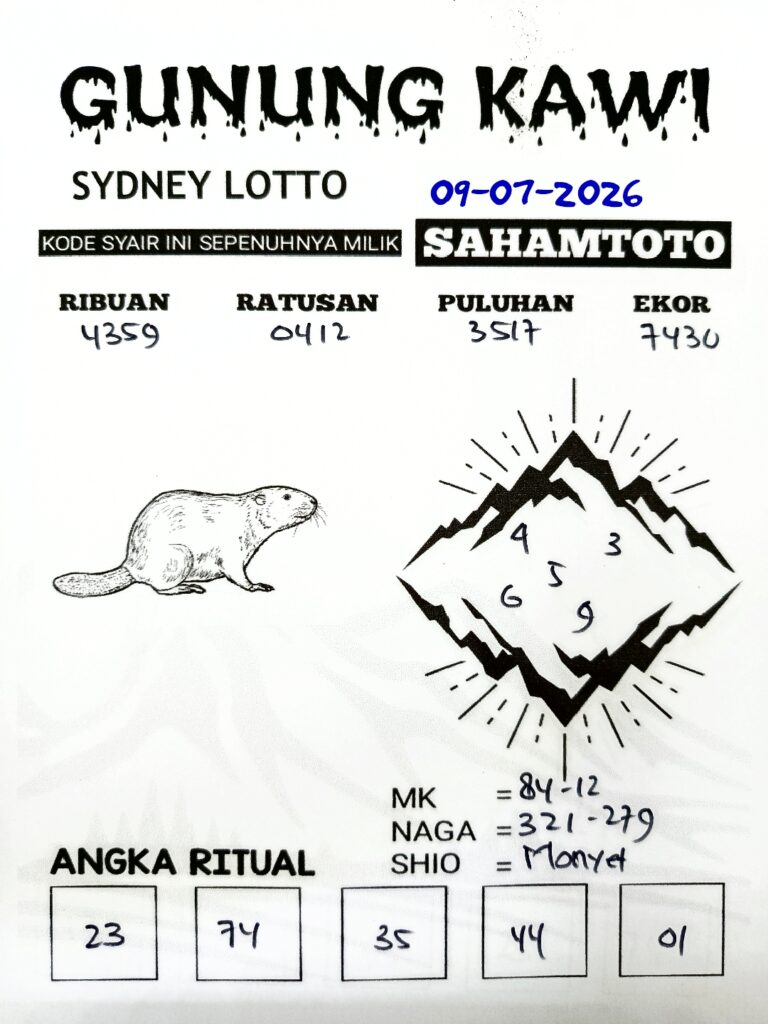 Syair Gunung Kawi SYDNEY LOTTO Hari ini Kamis ,09 Juli 2026