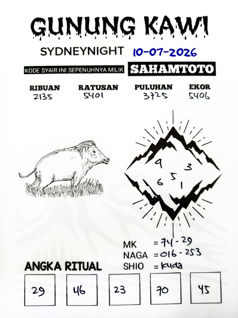 Syair Rintihan Lutung SydneyNight Hari ini Jumat ,10 Juli 2026