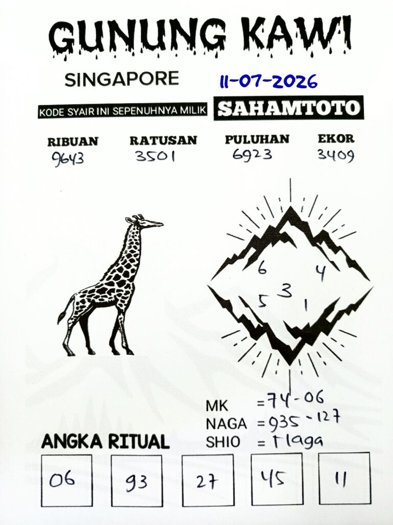 Syair Gunung Kawi SINGAPORE POOLS Hari ini Sabtu ,11 Juli 2026