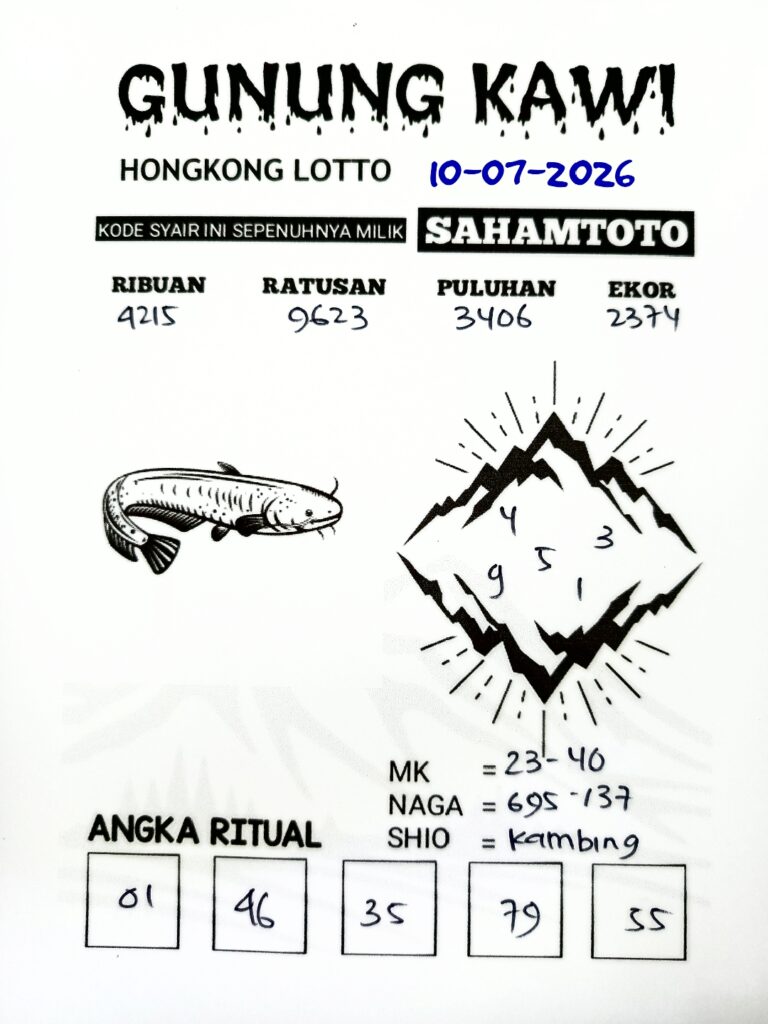 Syair Gunung Kawi HONGKONG LOTTO Hari ini Jumat ,10 Juli 2026