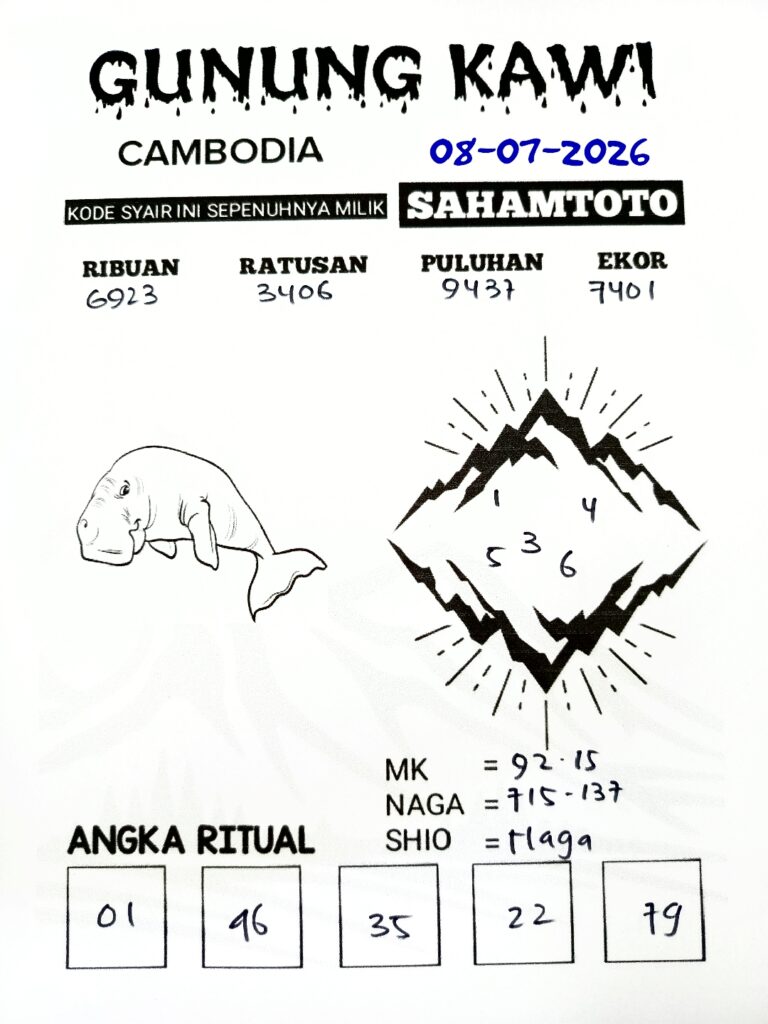 Syair Gunung Kawi CAMBODIA Pools Hari ini Rabu, 08 Juli 2026