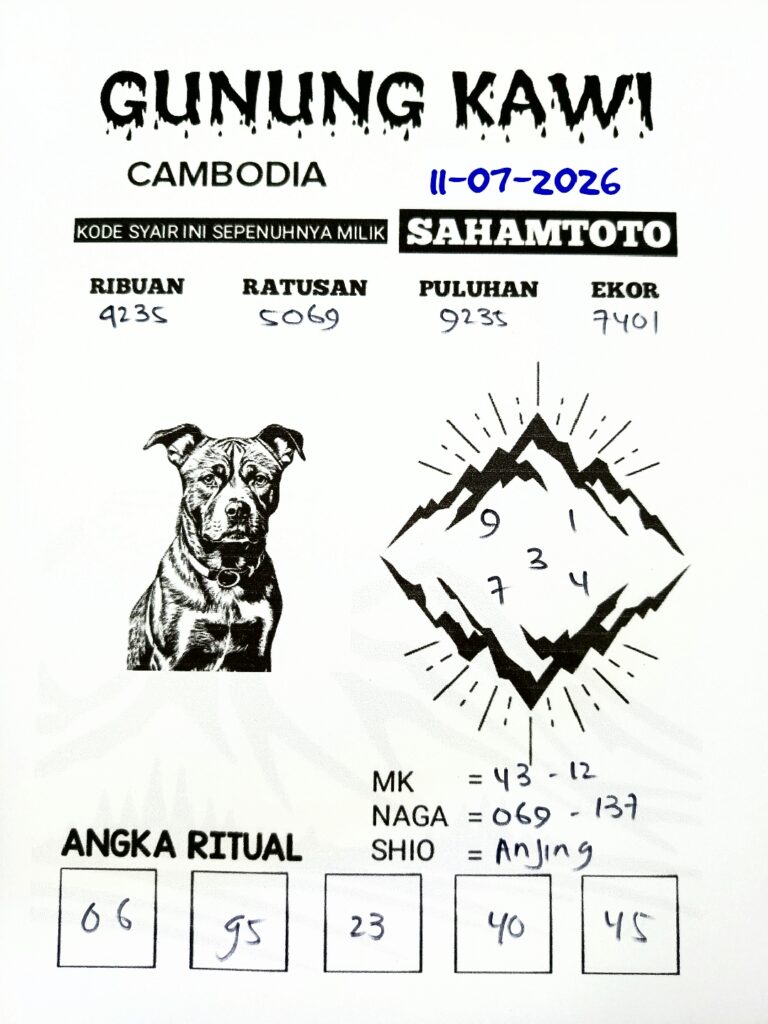 Syair Gunung Kawi CAMBODIA Pools Hari ini Sabtu ,11 Juli 2026