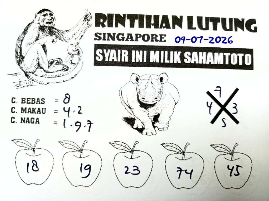 Syair Rintihan Lutung SINGAPORE POOLS Hari ini Kamis ,09 Juli 2026