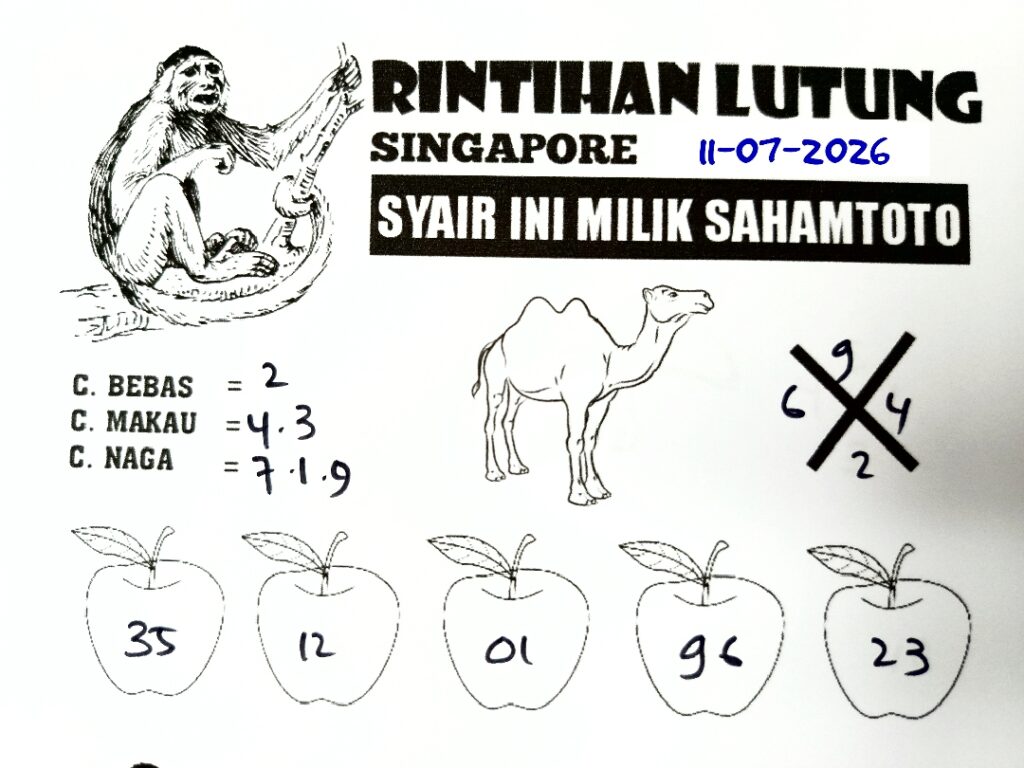 Syair Rintihan Lutung SINGAPORE POOLS Hari ini Sabtu ,11 Juli 2026