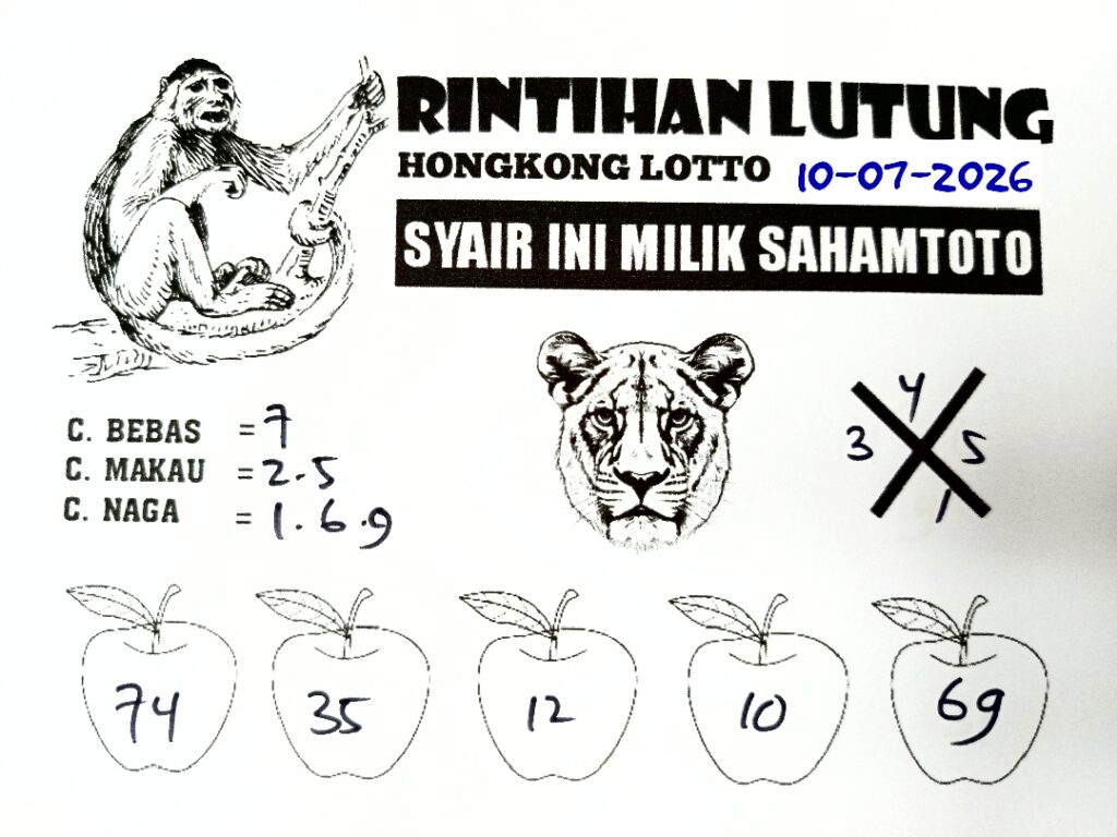 Syair Rintihan Lutung HONGKONG LOTTO Hari ini Jumat ,10 Juli 2026