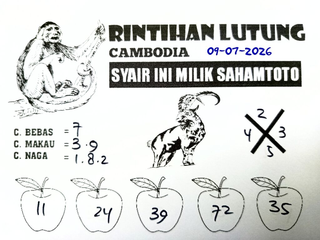 Syair Rintihan Lutung CAMBODIA Pools Hari ini Kamis ,09 Juli 2026