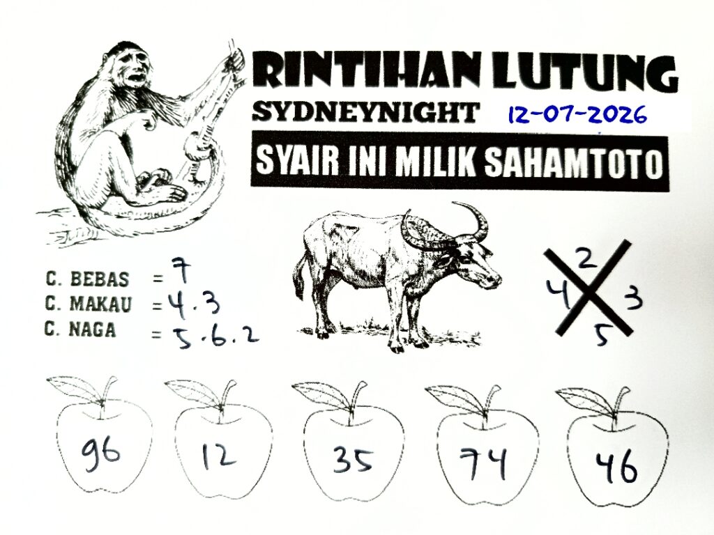Syair Rintihan Lutung SydneyNight Hari ini Minggu ,12 Juli 2026